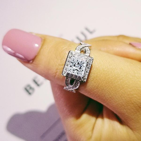 

wedding rings princess cut engagement for women twisted finger wholesale christmas gifts r753, Slivery;golden