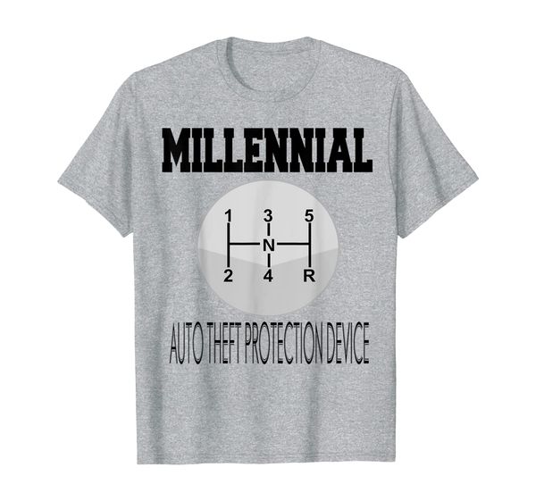 

millennial auto theft protection device funny t-shirt, White;black
