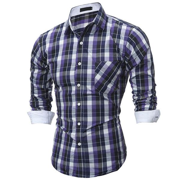 

men's casual shirts 2021 spring and summer fashion color grid slim long-sleeved shirt top, White;black