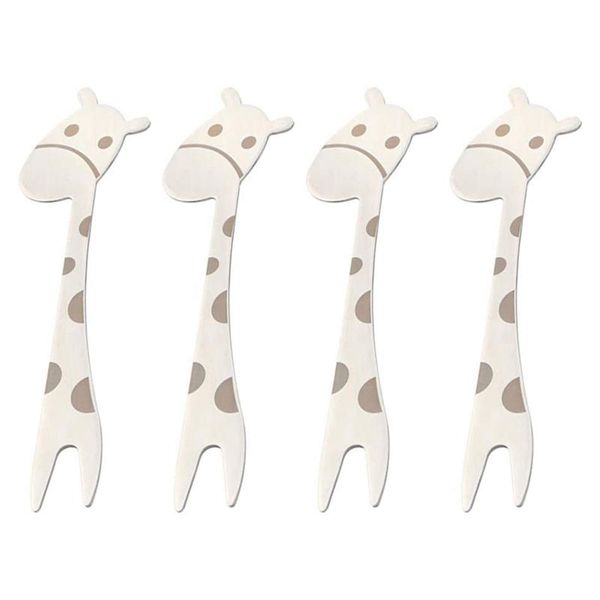 

forks 4-piece stainless steel giraffe fork fruit cake dessert two-tooth