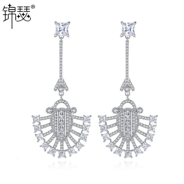 

jewelry charm stud yixu earrings aaa zircon inlaid long creative women's, Golden