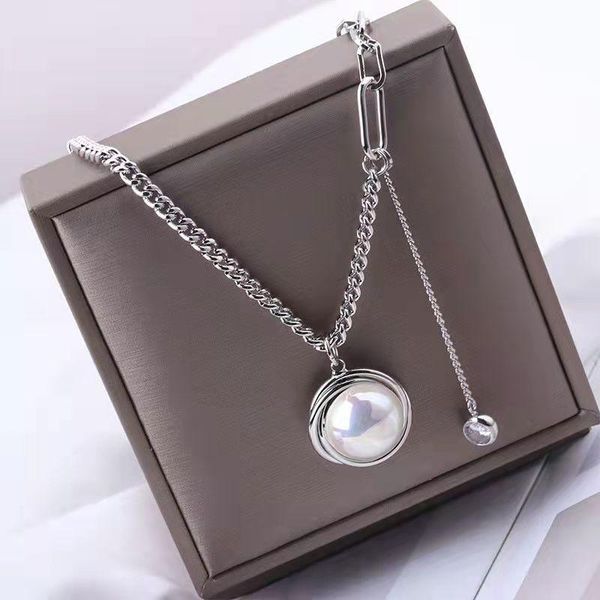 

pendant necklaces aesthetic korean fashion women pearl necklace,vintage streetwear boho emo jewelry sets,streetwear cute necklace for women., Silver