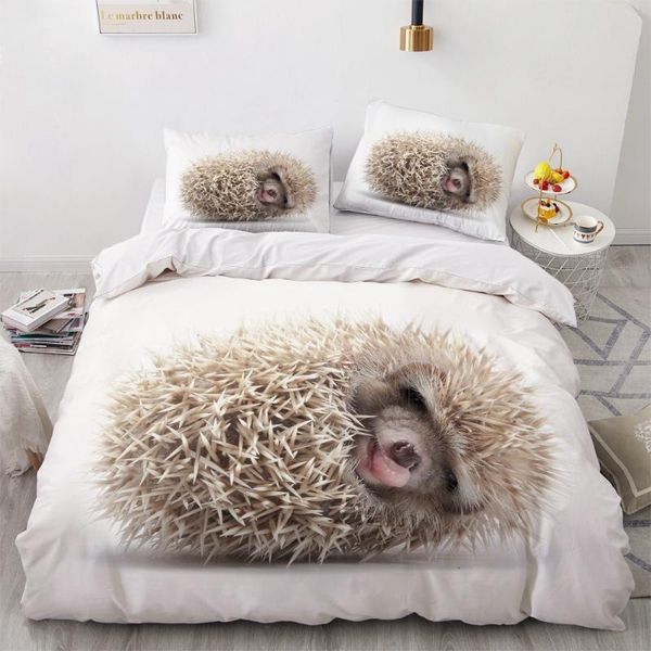 

bedding sets 2/3 pieces lovely hedgehog set microfiber fabric duvet cover for kids adults bed quilt pillowcase(no sheets)