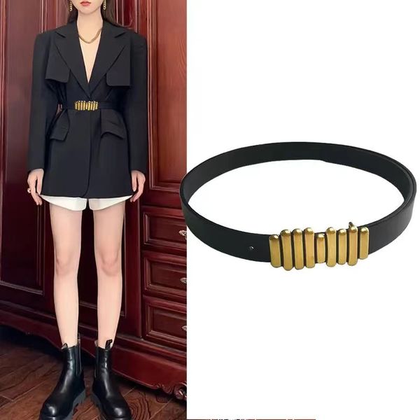 

ladies belts retro simple gold and silver personality buckles, Slivery;black