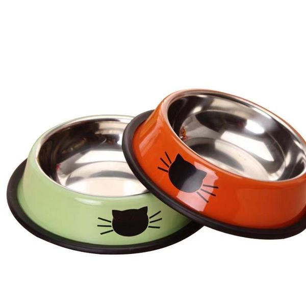 

cat bowls & feeders pet food cup dog tray baking paint green rubber bottom ring non-slip porcelain grain stainless steel thickening comedero