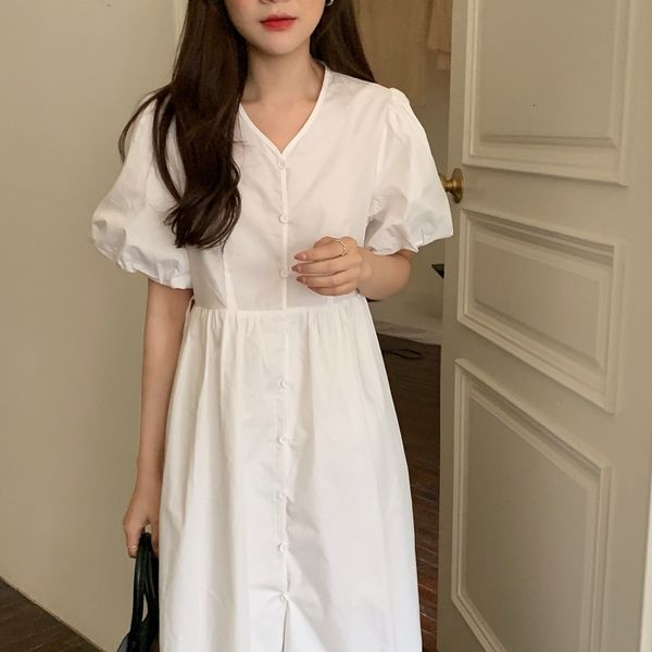 

casual dresses 2021 summer elegant v-neck loose gentle office lady solid streetwear sleeve retro long es vestidos el30, Black;gray