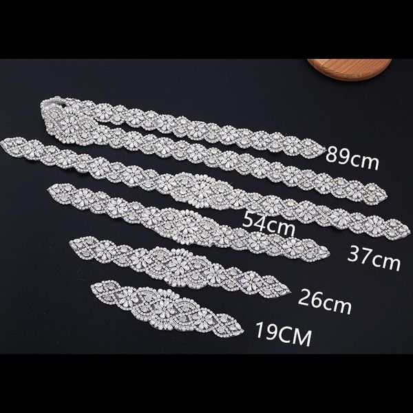 

wedding sashes rhinestone bridal belt with crystal diamond dress accessories sash 19cm-89cm for women, White