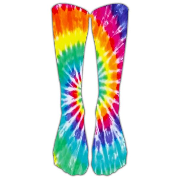 

polyester cotton christmas tie dye tube men's sock printing, Black