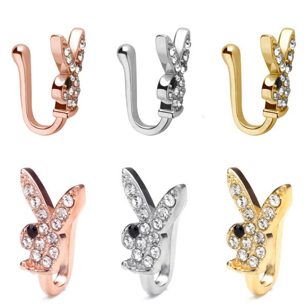 

punk rabbit nose ring 3-color hollow clip nail u-shaped human body puncture jewelry