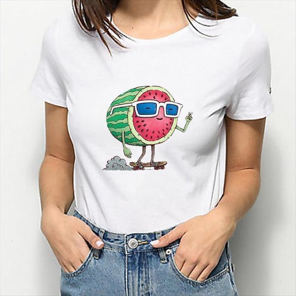 

summer cool watermelon vacation aesthetic women clothes short sleeve y2k fashion edgy clothing free, White