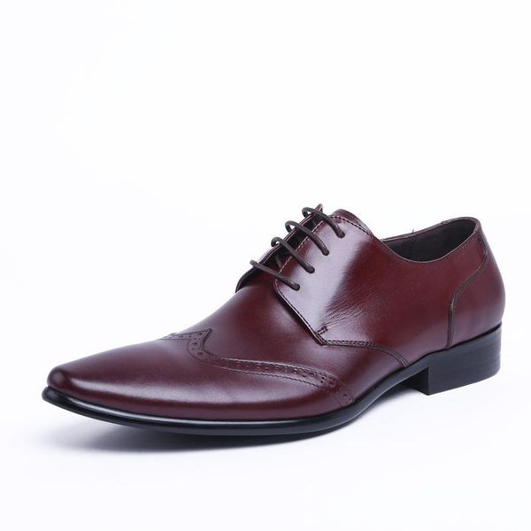 

dress shoes men's leather lace-up business formal wear of cowhide chaussure homme, Black