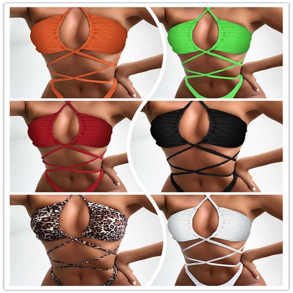 

2021 leopard bikini women's swimsuit, White;black