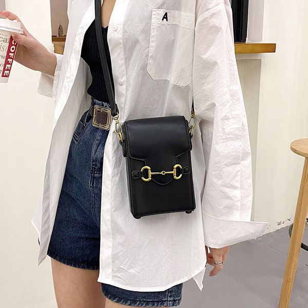 

luxury design texture box mobile phone bag women's new horse clasp messenger single shoulder mini square purses