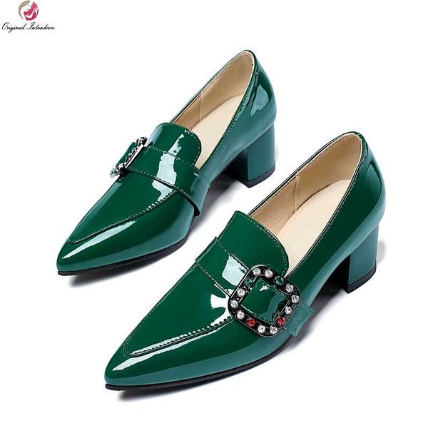 

comfortable women pumps mid heel pointed toe chunky heels spring 2021 rhinestones women's office career ladies shoes size 45 dress, Black