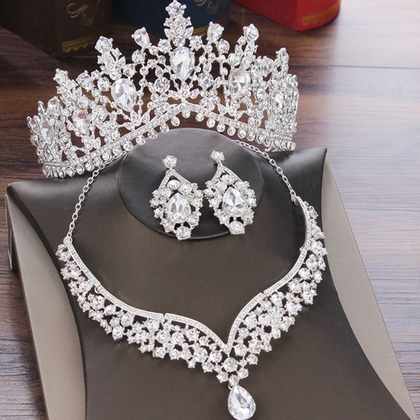 Lüks Headpieces Kristal Waterdrop Barok Taç Taklidi Gelin Elmas Gelin Kraliçe Tiara Kadınlar Için Düğün Saç Aksesuarları