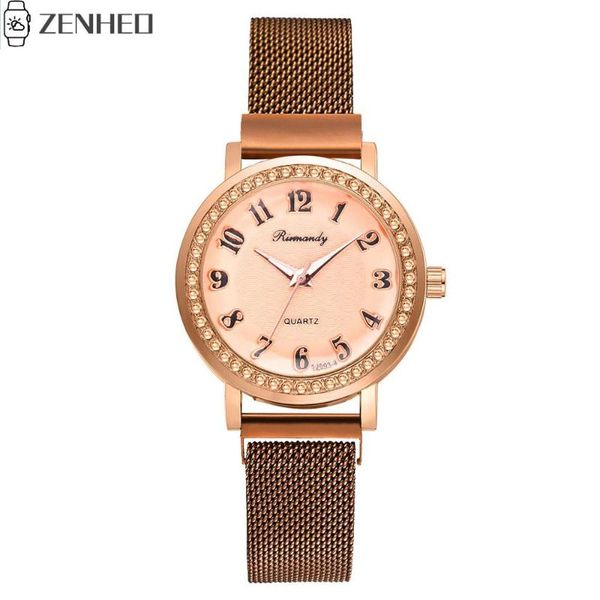 

wristwatches women watches magnet buckle fashion arabic numeral ladies quartz wrist watch, Slivery;brown