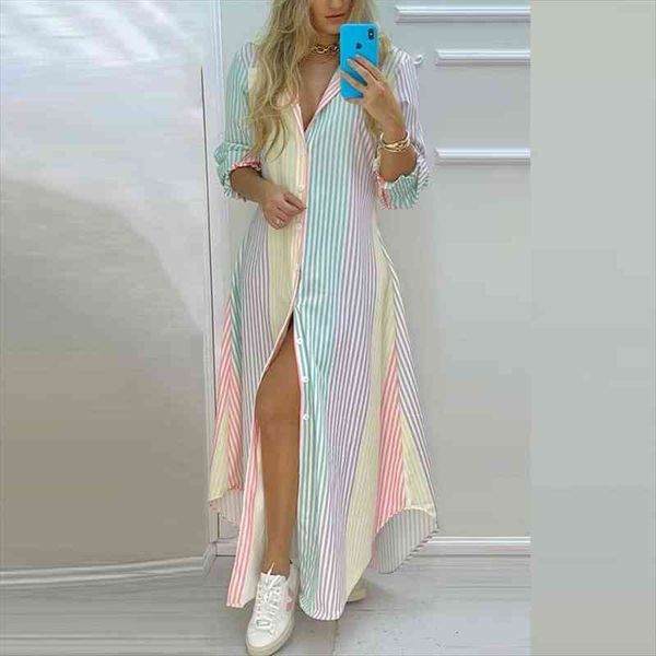 

boho spring single breasted womens dresses button irregular long turn-down collar chain print patchwork maxi, Black;gray