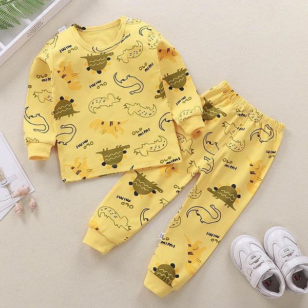 

clothing sets cartoon printed baby clothes spring autumn winter kids girl boy sleeper trousers soft cotton infant toddler pajamas, White
