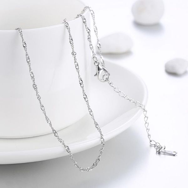 

chains gift 925 sterling silver gold / rose water wave chain necklace suitable for women's fashion wedding jewelry