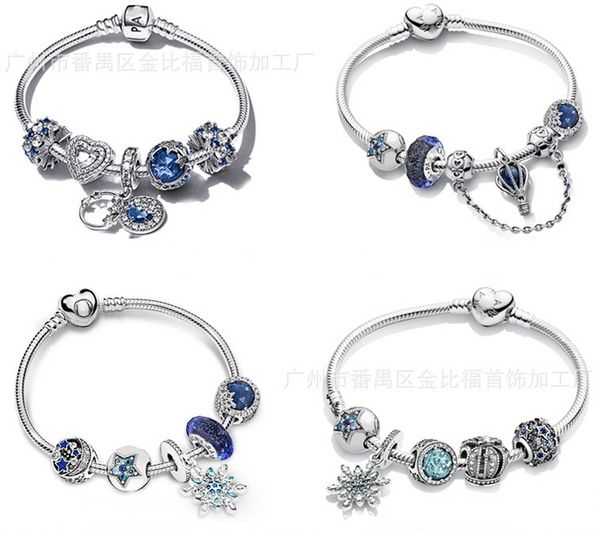 Gioielli di design Bracciale in argento 925 con ciondolo con perline adatto a Pandora Galaxy Eternal Hot Chain Set Braccialetti con diapositive fai da te Perline Charms in stile europeo con perline di Murano