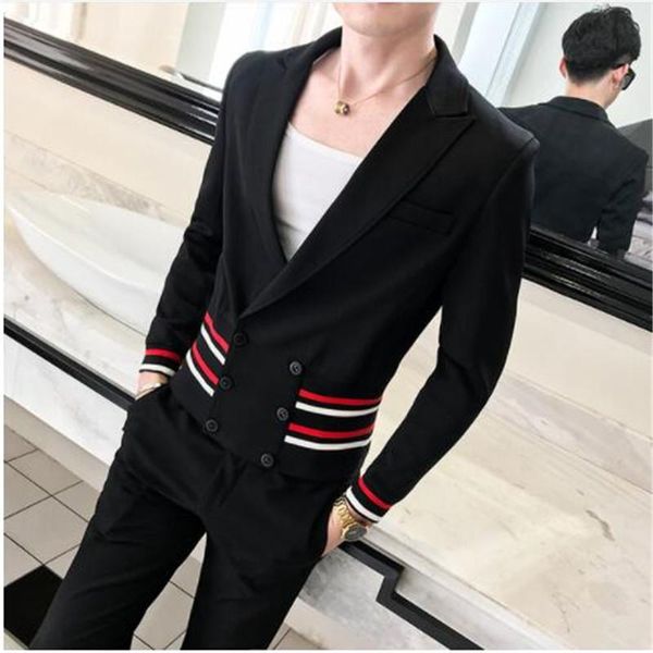 

men's suits & blazers mens stylish blazer british's style casual slim fit suit jacket men coat terno masculino veste costume homme, White;black