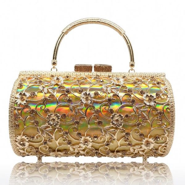 

with holes metal diamond evening bag large capacity hard box handbag banquet women's dress bags