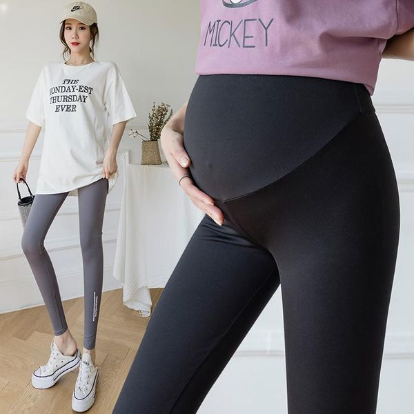 

pregnant women's pants solid color and thin women fashion high waist tight leggings maternity pregnancy trousers bottoms, White