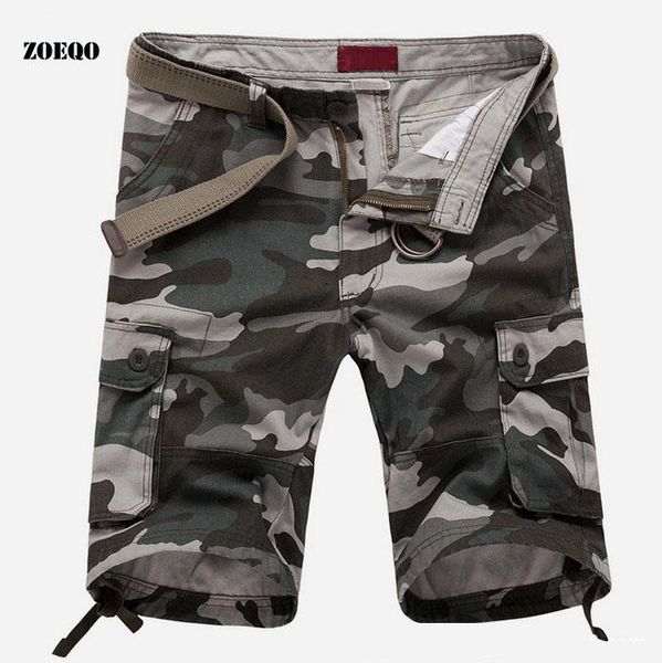 

men's casual camouflage loose cargo shorts men large size multi-pocket military short pant overalls bermuda masculina, White;black