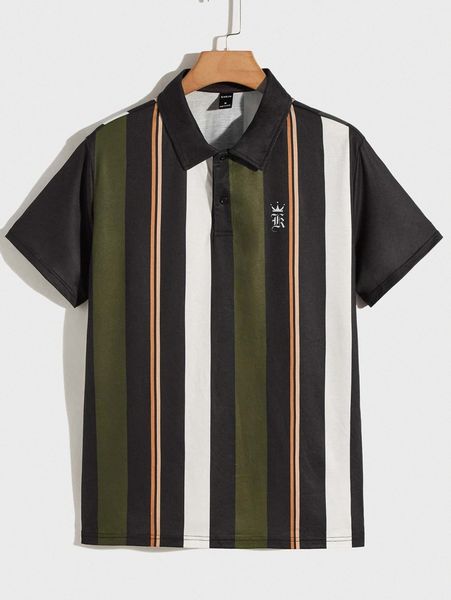 

men letter graphic striped polo shirt n3py#, White;black