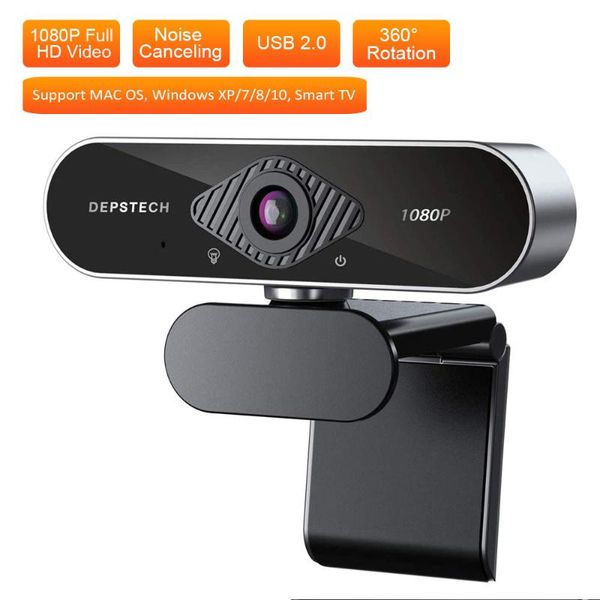 

webcams depstech fhd 1080p webcam 360Â° rotation with noise reduction mic for live broadcast video calling conference online study d04