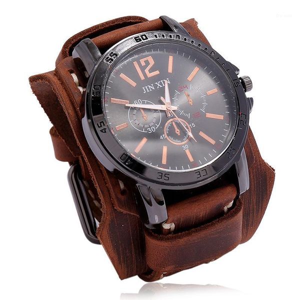 

relogio masculino watches men punk retro fashion erkek kol saati buckle strap leather band reloj hombre watch lovers wristwatches, Slivery;brown