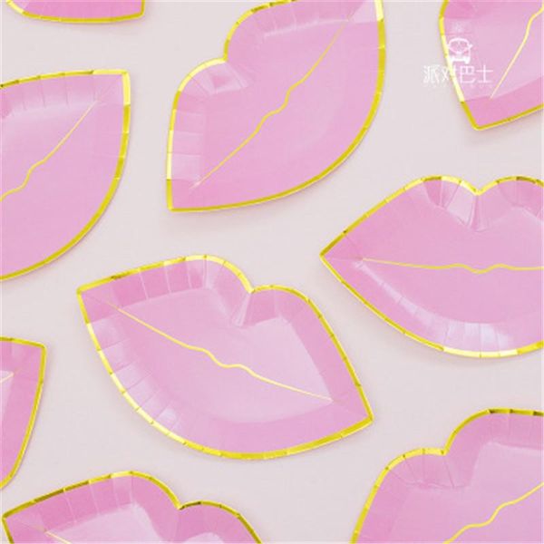 

disposable dinnerware set love party tableware gilding paper straws/cup lips plate table decoration wedding/birthday/party supplies