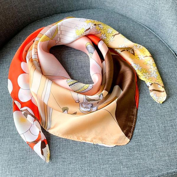 

women scarf summer silk scarves shawls muslim headscarf quality print square lady sunscreen beach shawl, Blue;gray