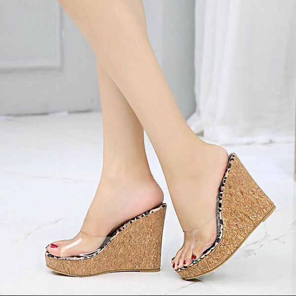 

sandals 2021 summer arrivals women's platform lame heel glass plastic fish mouth high heels, Black