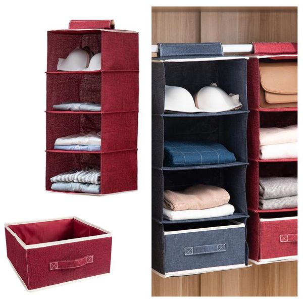 

storage boxes & bins 4 tier organizador holder clothes box organizer bag wardrobe drawer underwear cotton linen washable portable folding