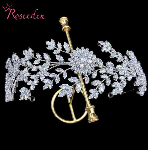 

hair clips & barrettes fashion cz wedding tiaras crown cubic zirconia bridal headband party jewelry accessories re4386, Golden;silver
