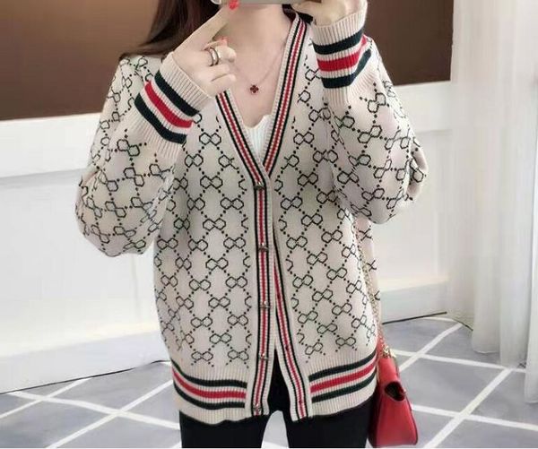 

women luxurys sweater red geometric pattern woman coat girl warm sweaters autumn winter casual loose cardigan clothes outdoor streetwear, White;black