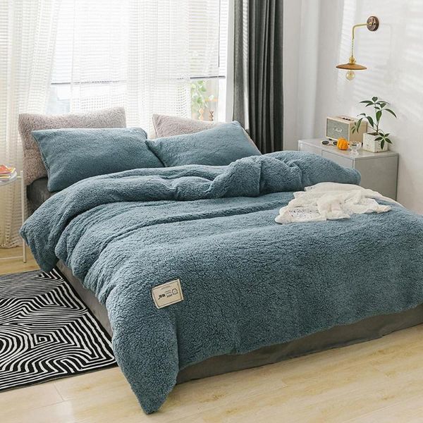 

bedding sets j home textiles quilt cover 1pcs pillow case 2pcs winter set soft warm lamb cashmere duvet solid fleece bed