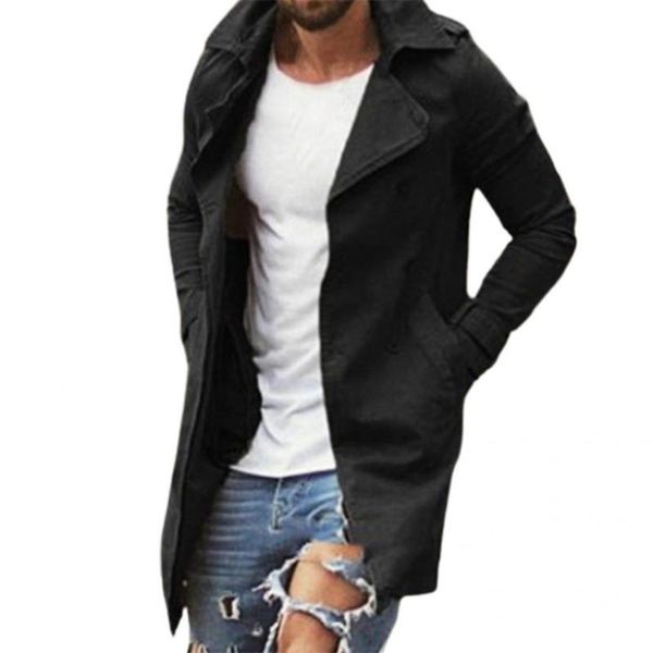 

men's jackets warm clothes solid color trench coat for work men, Black;brown