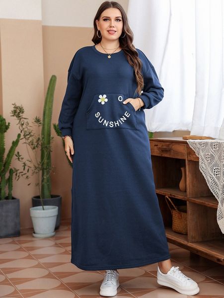 

plus letter graphic sweatshirt dress l0av#, Black