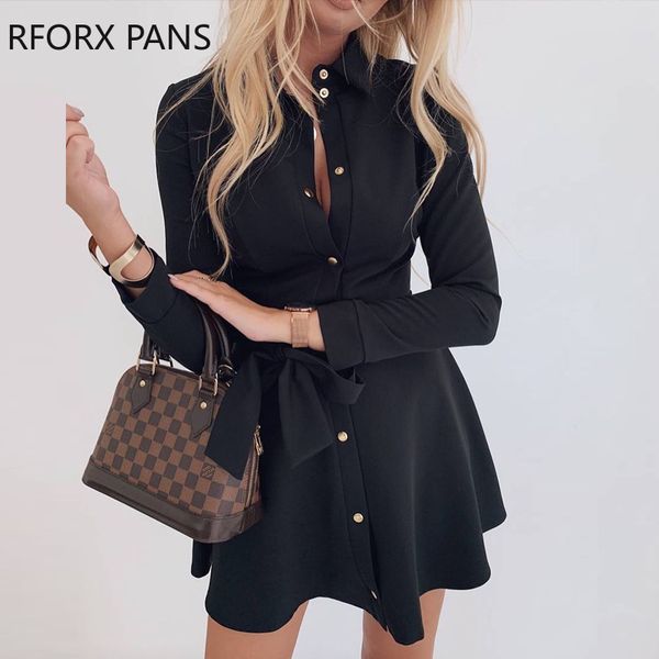 

button up ruffle mini dress dress women dress x0521, Black;gray