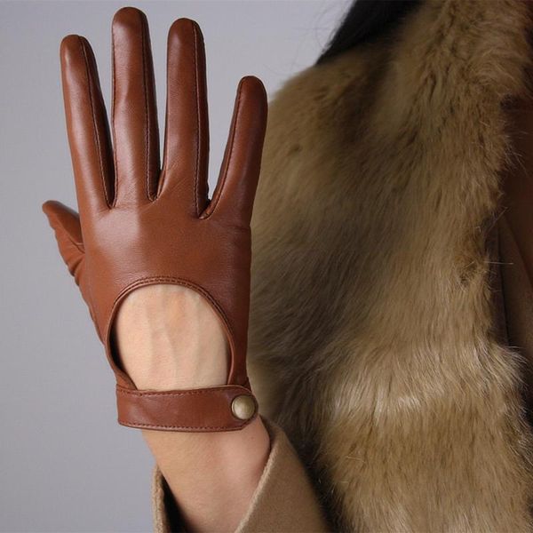 

sports gloves fashion elegant woman's sheepskin female spring autumn thin style unlined leather s2654, Black