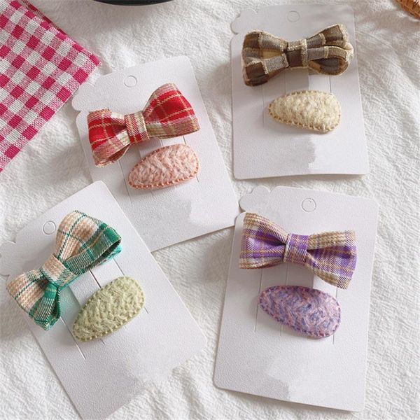 

hair accessories 5set/lot simple cute fabric bow clip for sweet girl kids fashion fresh lattice barrette bb, Slivery;white