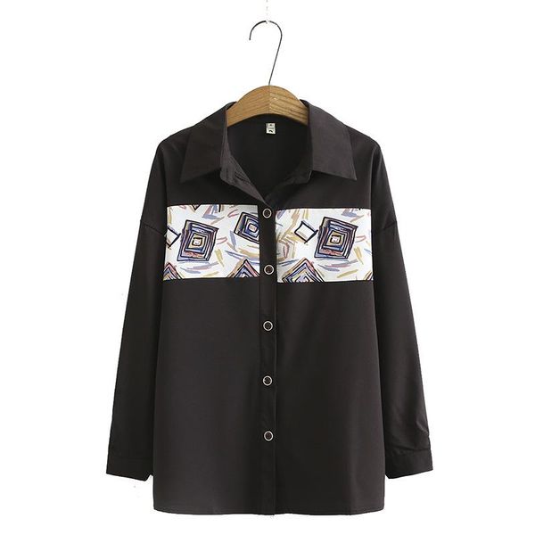 

plus size xl-4xl white black fashion printed women blouse long sleeved female vintage women's blouses & shirts
