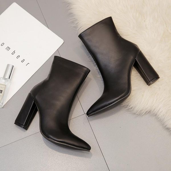 

boots european and american brash heeled high-heeled black side zip perzipped