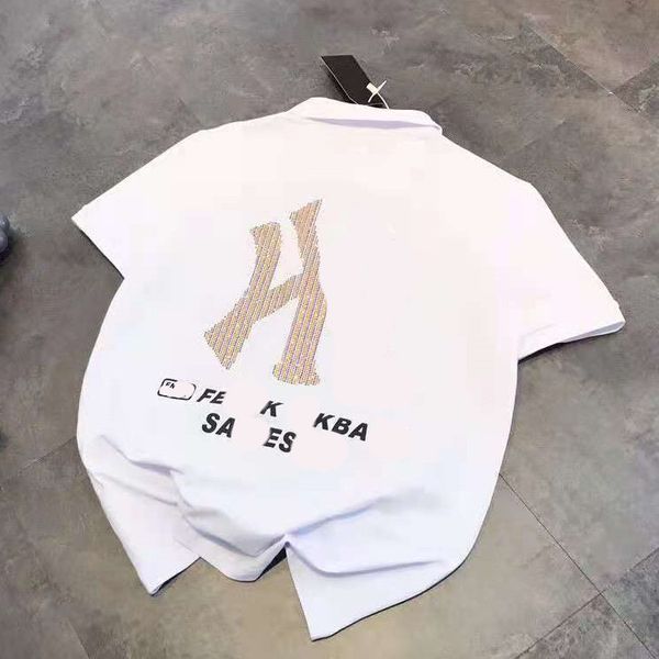 

high version 21 spring and summer new fashion three-dimensional embroidery back large area drilling korean simple lovers short sleeve, White