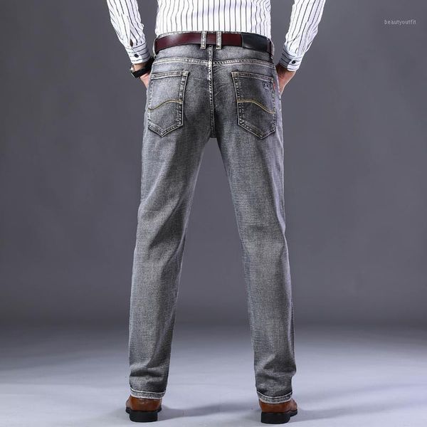 

men's jeans 2021 stretch regular-fit business casual classic style fashionable denim trousers black and gray pants, Blue