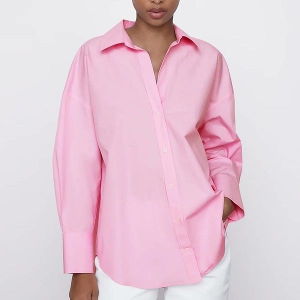 

summer women pink blouse za new long sleeve simple shirts office lady female single breasted turn down collar blouses 210410, White