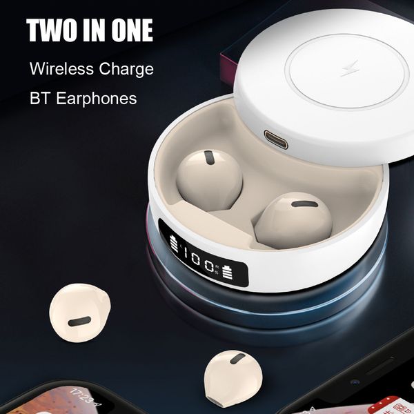

small earbuds mini earphone wireless charge cover headphones touch control type c dual earpiece headphone charging case with microphone for