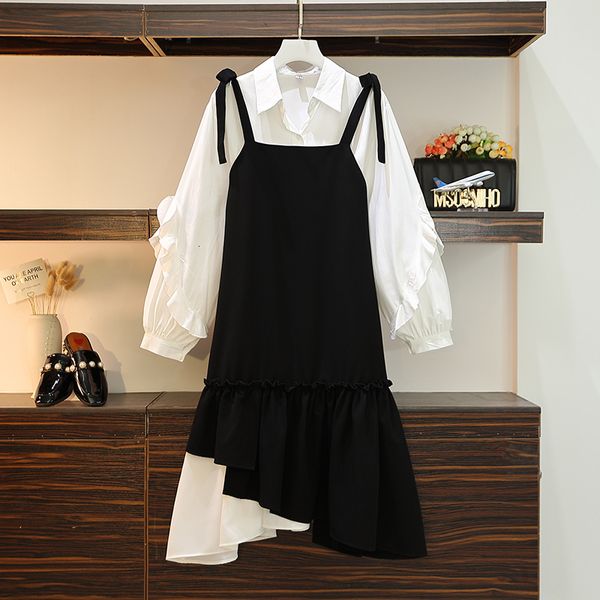 

dress 2021 fashion plus female suit size two parts, Black;gray
